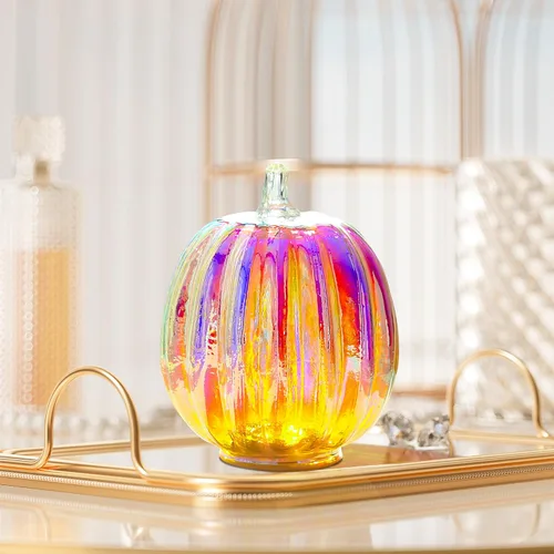 Miniatura 2 de Romingo Luz de calabaza de cristal de mercurio con temporizador para decoraciones de calabaza de Halloween, decoración de otoño y Acción de Gracias