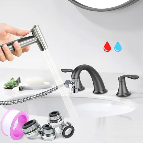 Miniatura 8 de Pulverizador de bidé de mano, limpieza de inodoro, pañal para bebé, limpieza higiénica, instalación rápida y fácil, múltiples usos, acero Negro mate