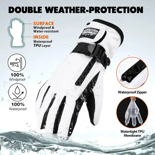 Miniatura 3 de Hikenture Ski Gloves Snow Gloves for Men&Women, 3M Thinsulate Waterproof Snowboard Gloves, Insulated Touchscreen Snowmobile Gloves for Cold Weather