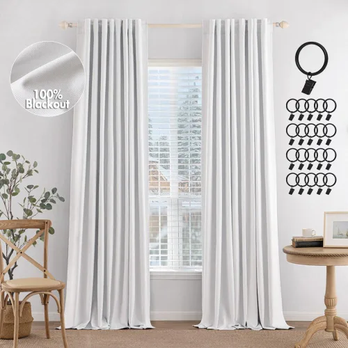Miniatura 21 de MIULEE Cortinas 100% opacas de 84 pulgadas de largo de lino, cortinas y drapeados, juego de 2 paneles para dormitorio, pestaña trasera, sala