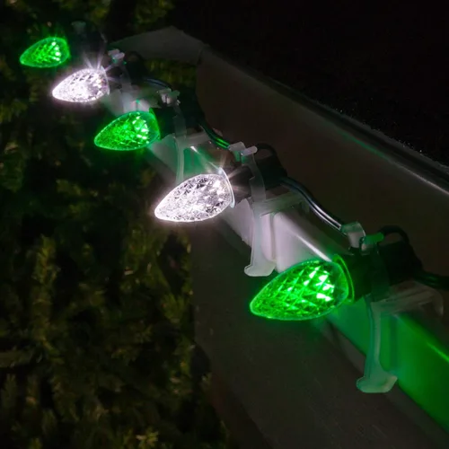 Miniatura 2 de Wintergreen Lighting C7 OptiCore - Luces de Navidad comerciales – Bombillas LED resistentes en cable verde (100 luces, 100 pies, verde/blanco frío)