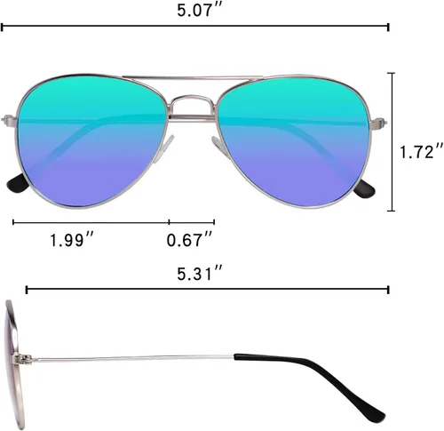 Miniatura 5 de onlyamazing Gafas de sol de aviador de metal para niños con protección UV lentes de espejo para niños de 5 a 12 años