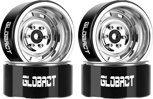 GLOBACT 1.9 Beadlock Wheels - Cubo de rueda RC para 1/10 TRX4 TRX6 Axial SCX10 I II III Pro Redcat RC Crawler accesorios de actualización (4 plateado