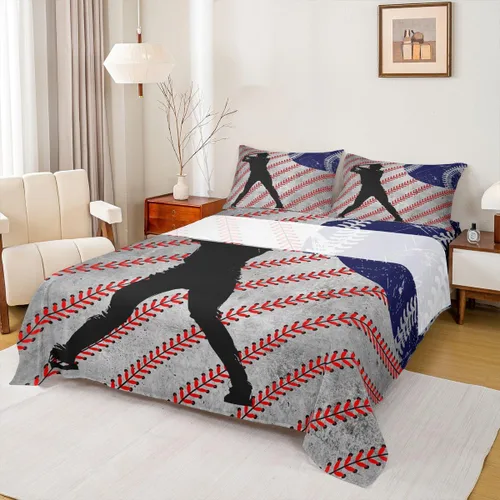 Miniatura 12 de Sábanas de baloncesto tamaño matrimonial con bolsillo profundo para niños, ropa de cama deportiva, juego de sábanas para atletas de baloncesto