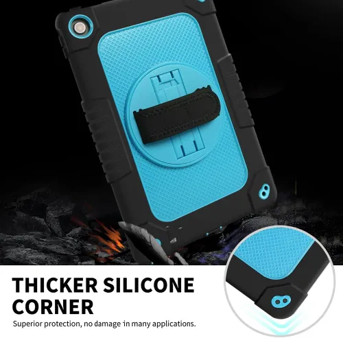 Miniatura 3 de Funda para niños para Lenovo Tab M10 Plus 3ª generación de 10.6 pulgadas, correa de mano con soporte giratorio para niños, a prueba de golpes