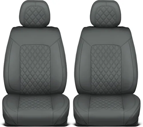 Miniatura 8 de MotorBox Haven Series - Fundas de asiento de piel de napa, para automóviles, edición Lux, fundas de asiento delantero con costuras de diamante