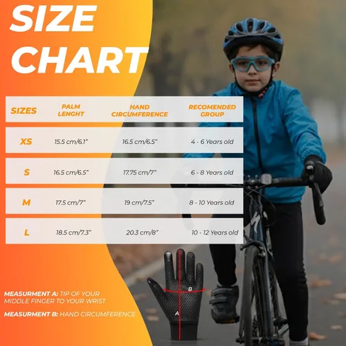 Miniatura 5 de WESTWOOD FOX Kids Winter Thermal Cycling Gloves Boys Girls Flexible Grip Touchscreen Cycling Bike Gloves for Children Running Ski Anti-Slip Mitts