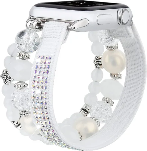 Miniatura 12 de CAGOS Pulsera de cuentas compatible con Apple Watch Series 11/10/9/8/7/6/5/4/3/2/1 SE de 1.496 in 1.575 in 1.614 in 1.654 in 1.732 in 1.772 in 1.811