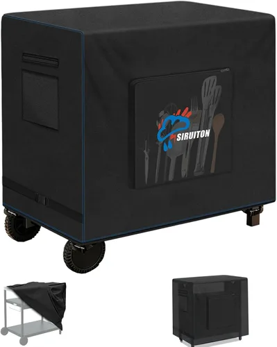Miniatura 8 de SIRUITON Cubierta para Carrito de Bar Exterior para Mesa Portátil Exterior de 30 Pulgadas, Tela Oxford 600D de Servicio Pesado Impermeable