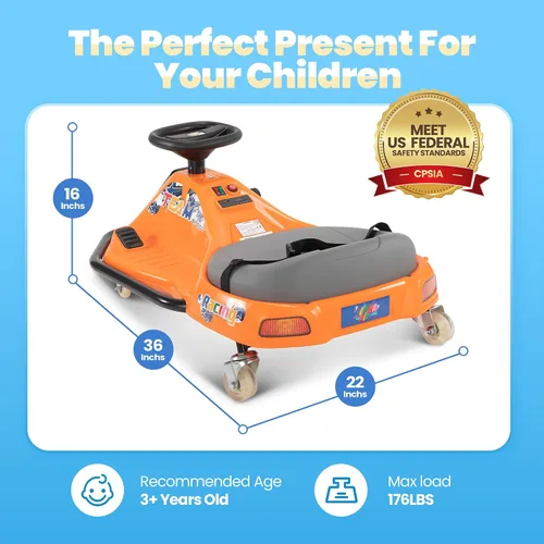 Miniatura 7 de 24V Go Kart eléctrico de deriva para niños de 3 años en adelante, karts de deriva con función de andar encima, ruedas brillantes mejoradas, coche