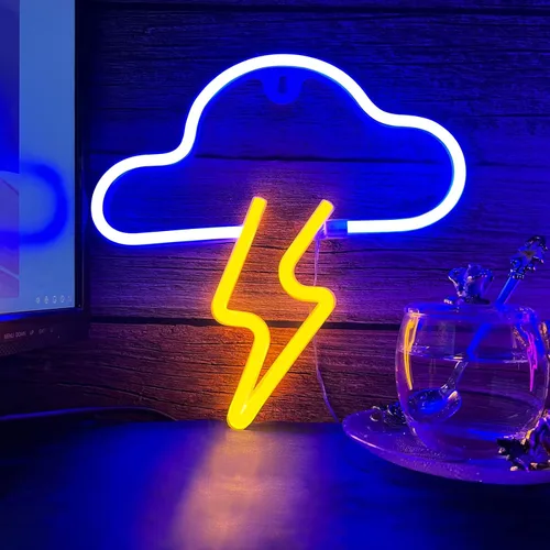 Miniatura 7 de Letrero de neón LED de nube y relámpagos para decoración de pared, luz de neón colgante con batería o USB, luces de neón para dormitorio, estética