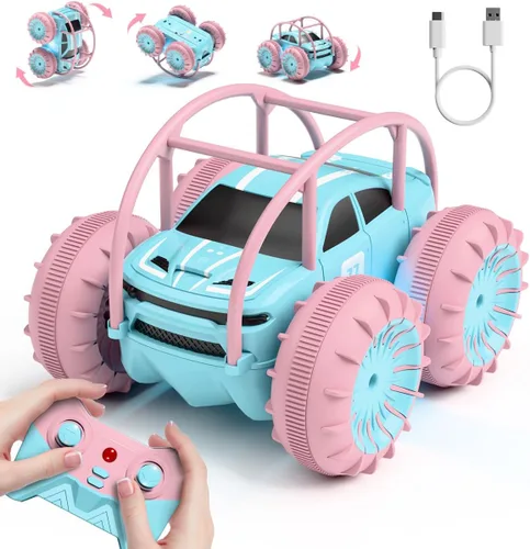 Miniatura 9 de MaxTronic - Auto de juguete anfibio con control remoto, juguete de autos RC recargable con rotación de volteretas de 360°, 15KM/H, 4WD, para todo