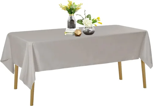 Miniatura 37 de Mantel de poliéster lavable de 90 pulgadas, resistente a las manchas y a las arrugas, mantel decorativo para mesa de comedor, fiestas de bufé y Negro