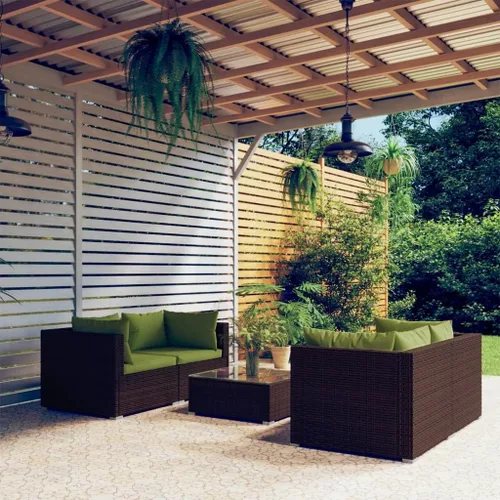 Miniatura 14 de Ensemble de Salon de Jardin 5 Pièces Brun Cannelle Rouge, Meuble d'Extérieur Modulable Pour Terrasse Balcon, Résistant aux UV et à l'Eau avec Grey