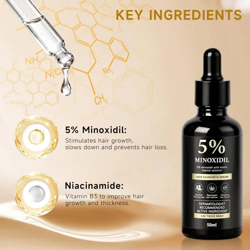 Miniatura 3 de Suero de biotina para el crecimiento del cabello de minoxidil al 5% para hombres y mujeres, solución tópica capilar de minoxidil para el crecimiento