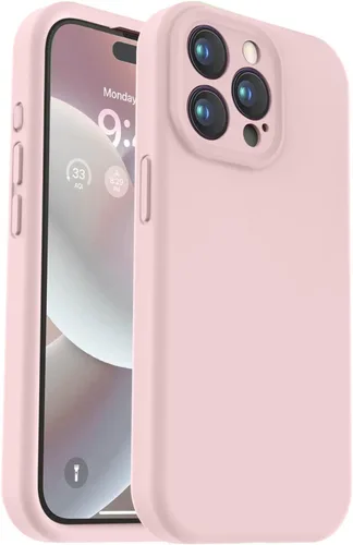 Vooii Funda compatible con iPhone 15 Pro, silicona líquida Defender mejorada, [protección mejorada de la cámara] [forro de microfibra suave Rosa