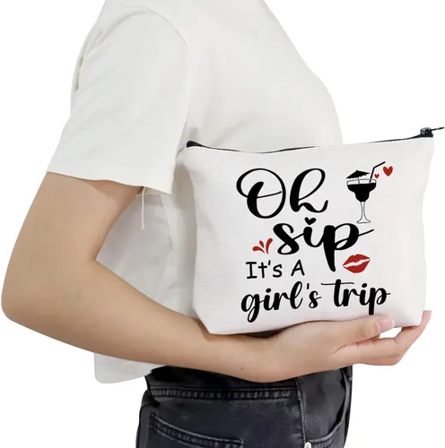 Miniatura 6 de POFULL Regalo de vacaciones para niñas, regalo de viaje, Oh Sip It's a Girl, bolsa de cosméticos para niñas, regalo de viaje para niñas, Viaje