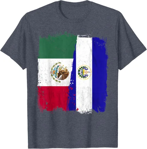 Miniatura 79 de Camiseta con la bandera mexicana de El Salvador con la mitad de la bandera mexicana de El Salvador