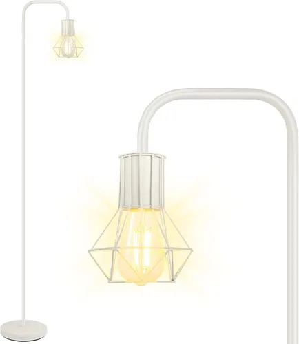 Miniatura 11 de Lámpara de pie BoostArea, lámpara de pie industrial blanca, lámpara de pie de 63 pulgadas, enchufe E26, interruptor de encendido/apagado para pie
