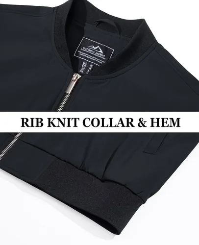 Miniatura 5 de MAGCOMSEN Chaqueta bomber para hombre, chaqueta ligera con cremallera completa, cortavientos ligera, casual, elegante, chaquetas de golf