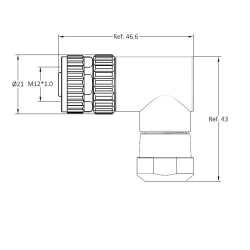 Miniatura 7 de Elecbee M12 4-Pin A-Coded Hembra Conector de la prenda impermeable IP67 de la terminación de la junta de tornillo de ángulo recto no blindado