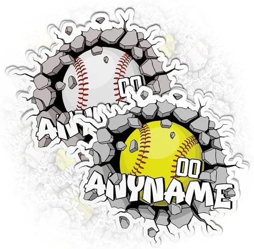 Miniatura 14 de Calcomanía de sóftbol con nombre personalizado, número de nombre personalizado, casco de sóftbol, casco de béisbol y sóftbol, calcomanía de vinilo
