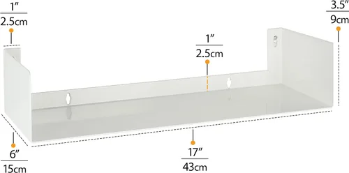 Miniatura 3 de WALLNITURE estantes flotantes de metal para pared de 17 pulgadas, con forma en U para recámara de niños o jardín de infantes, juego de 2 estantes