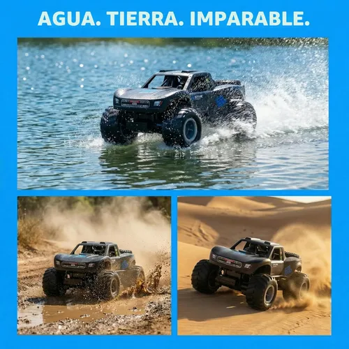 Miniatura 2 de KB KAIBO Auto de control remoto anfibio 1:16, camión monstruo de control remoto totalmente sumergible para niños, juguete 4WD RC todo terreno con 2