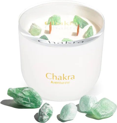 Miniatura 11 de Vela de cristal de cuarzo rosa, cera de soja de 12 onzas para aromaterapia para meditación y alivio del estrés, mechas de madera agrietada duales, 6