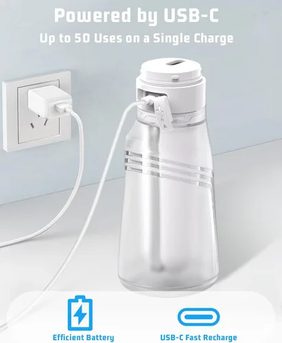 Miniatura 6 de Bidé portátil para viajes con botella de 13.5 fl oz, bidé eléctrico recargable de viaje con 3 modos de presión, rociador de bidé de mano impermeable