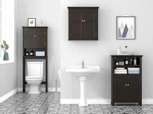 Miniatura 8 de UTEX Gabinete de almacenamiento sobre el inodoro, organizador de baño sobre el inodoro con estantes ajustables, armario de almacenamiento sobre