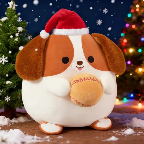 Miniatura 3 de Onsoyours Animal de Peluche Original de Perro Beagle Navideño con Gorro de Béisbol de Santa - Juguete de Peluche de Cachorro Deportivo Suave de 12