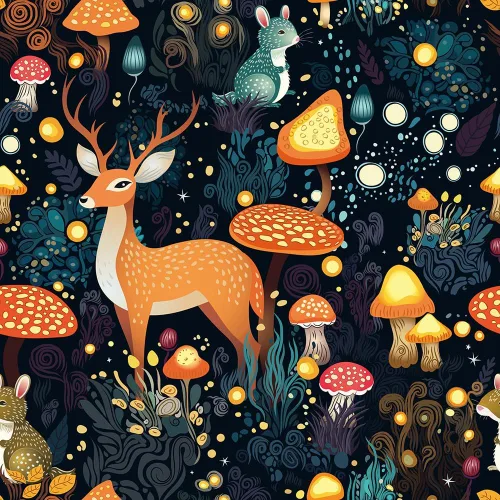 Papel tapiz autoadhesivo de 18 x 236 pulgadas, diseño de hadas, animales, bosque, ciervo, ratón, hongos, hongos, papel de contacto extraíble, papel