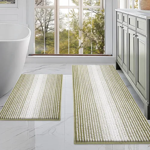 Miniatura 121 de BSICPRO Juegos de Alfombras y Tapetes para Baño, Juego de Alfombra de Baño de Felpilla Gruesa Absorbente de 2 Piezas Antideslizante, Tapetes Suaves
