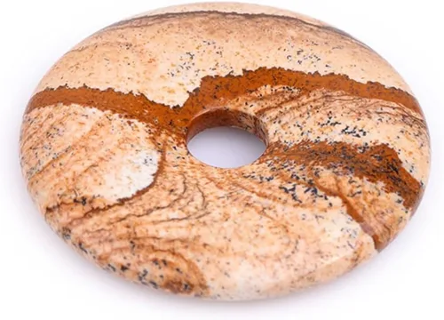 Miniatura 34 de JOE FOREMAN Anillo de cuarzo amatista natural de 1.181 in con colgante de donas circulares para hacer joyas, 1 unidad, Piedra