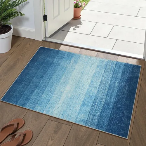Miniatura 29 de Wonnitar Alfombra rosa lavable de 2 x 6 pies, moderna alfombra de pasillo de baño en degradé, contemporáneo, antideslizante, alfombra degradada