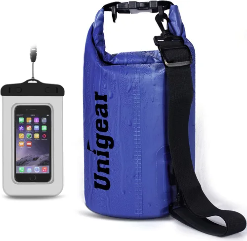 Miniatura 15 de Bolsa seca Unigear impermeable, 2L/5L/10L/20L/30L/40L, Bolsas flotantes y ligeras para kayak, navegación, pesca, natación y camping con funda 3-Gris