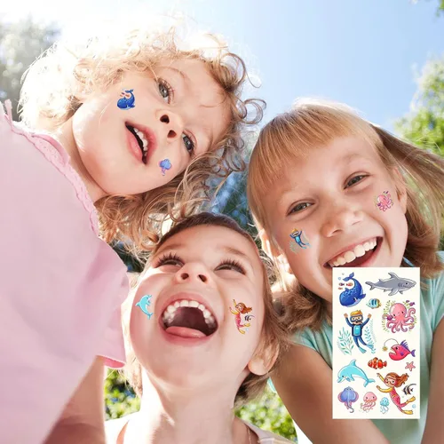 Miniatura 5 de Tatuajes temporales impermeables para niños – 350 piezas Animales, insectos y animales marinos Hojas de tatuaje temporales para niños Recuerdo