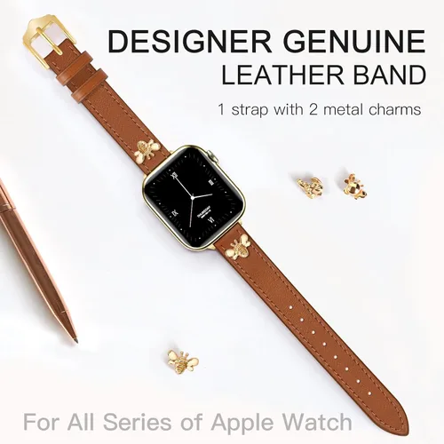 Miniatura 2 de JR.DM Correas de cuero delgadas compatibles con Apple Watch Band 1.496 in 1.575 in 1.614 in 1.654 in 1.732 in 1.772 in 1.811 in 1.929 in, correa