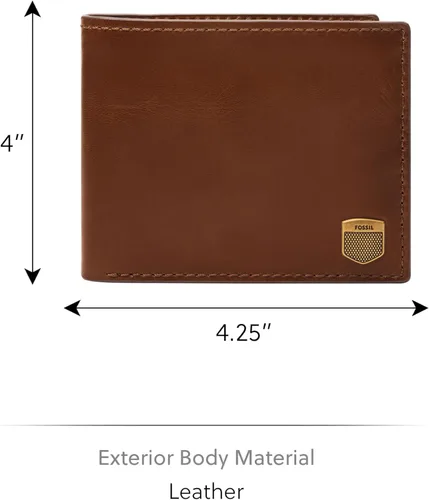 Miniatura 8 de Fossil Ryan - Cartera plegable de piel con bloqueo RFID y ventana de identificación abatible para hombre
