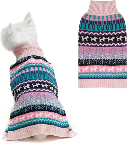 Miniatura 25 de Mihachi Suéter para perro, abrigo de invierno, ropa con rayas coloridas para clima frío, talla M