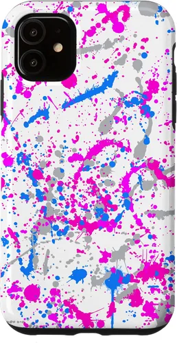 Miniatura 8 de iPhone 16 Rosa + Azul + Gris Blanco Patrón de salpicaduras de pintura