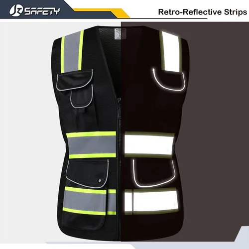 Miniatura 2 de JKSafety Chaleco de seguridad reflectante de alta visibilidad para mujer, tiras reflectantes cosidas en el cuerpo de color neón, transpirable