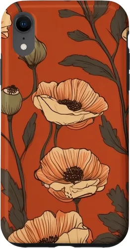 Miniatura 24 de iPhone 16 Floral Pattern Poppies Terracotta Poppy Flower Case