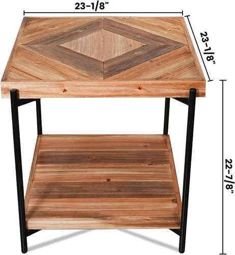 Miniatura 3 de CONSDAN StoneCreek - Juego de mesa de abeto de 4 piezas, madera de abeto maciza, incluye soporte de TV de 65 pulgadas, mesa de café y dos mesas