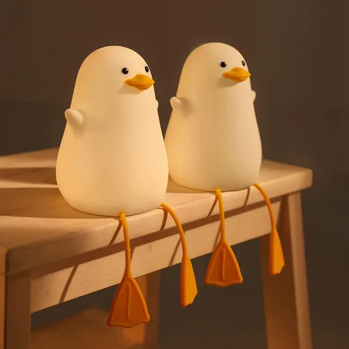 Miniatura 9 de Attivolife lámpara de noche con forma de pato para niños, lámpara de mesa LED de silicona, lámpara de control táctil de animal mago con temporizador