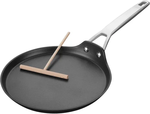MsMk - Sartén para crepas con esparcidor, sartén plana antiadherente de 8 pulgadas de titanio y cerámica para tortillas y huevos, compatible con