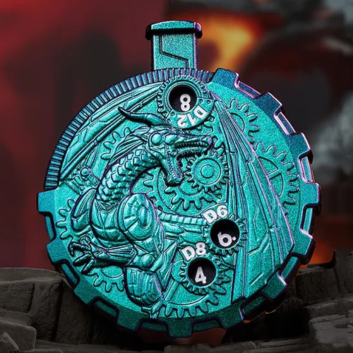 Miniatura 18 de UD - Juego de dados mecánicos de ruleta únicos DND Steampunk Dragones de metal D y D con dados TRPG DND 7 en 1 Spinner Metal D&D Juego de dados