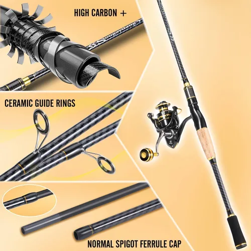 Miniatura 6 de Sougayilang Combos de pesca giratorios, carbono y fibra de vidrio, cañas de pescar de 2 piezas con carrete giratorio de tamaño 2000 - 6 pies 0