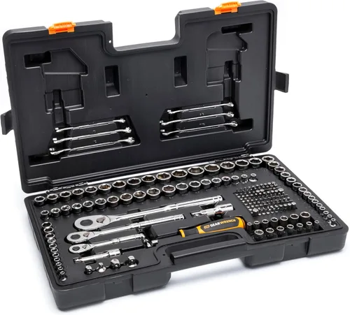 GEARWRENCH Juego de herramientas mecánicas SAE/métricas de 202 piezas, unidades de 1/4", 3/8" y 1/2" | GW72MLCBMTS